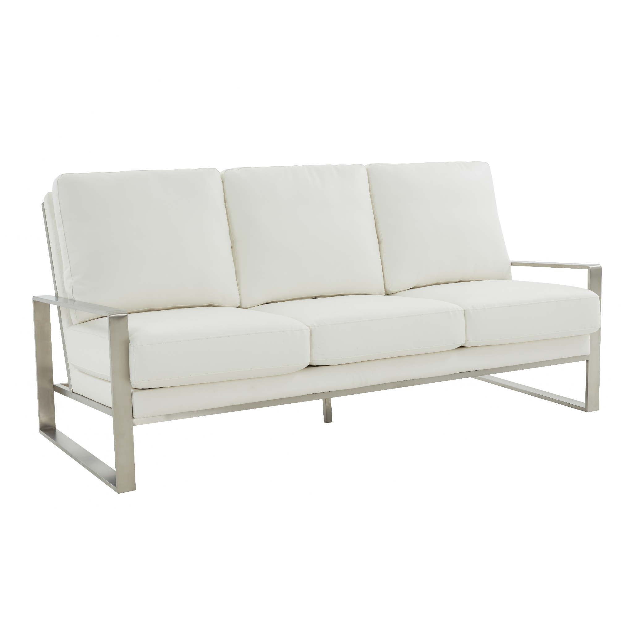 Emil Leather Sofa - Silver Frame