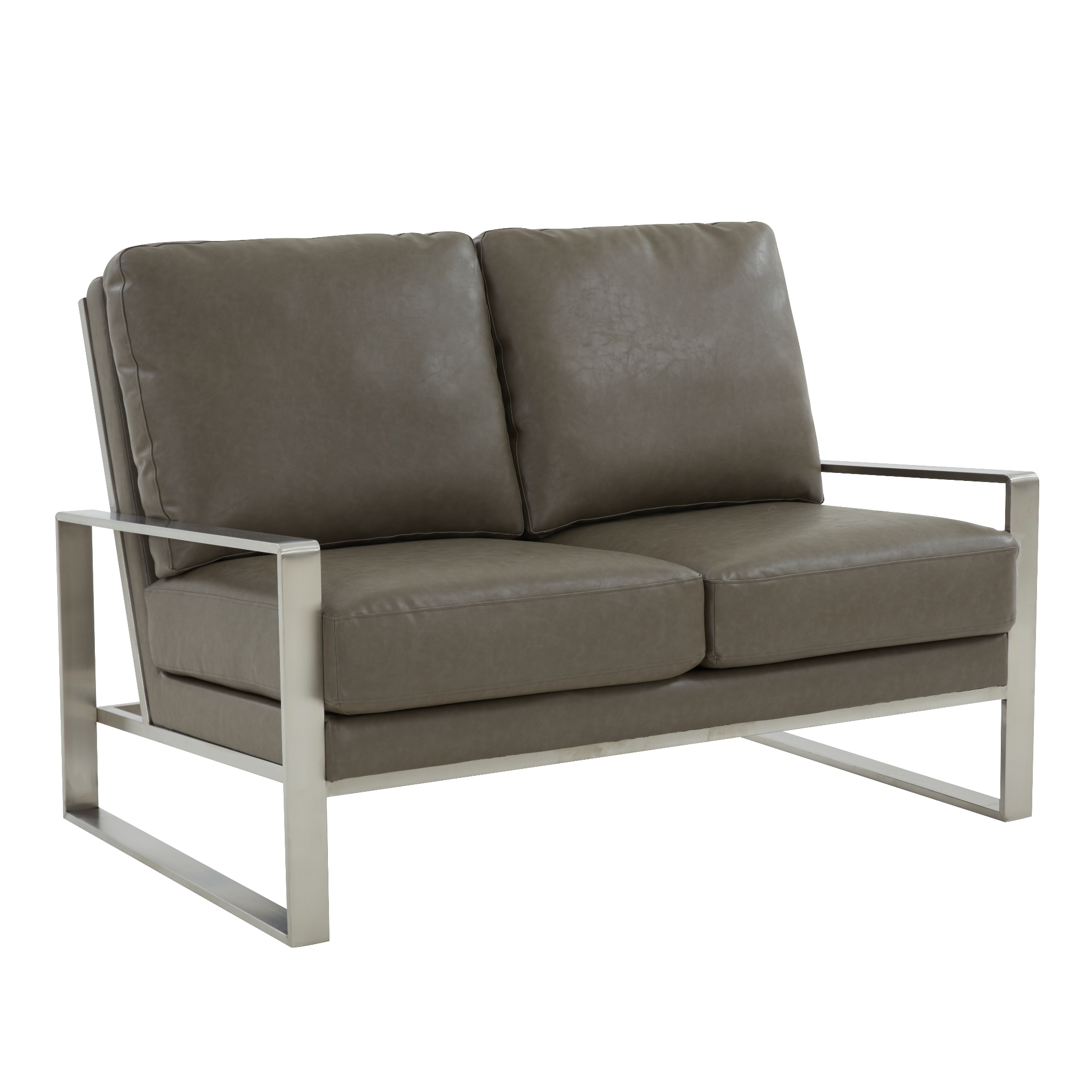 Emil Faux Leather Loveseat - Silver Frame