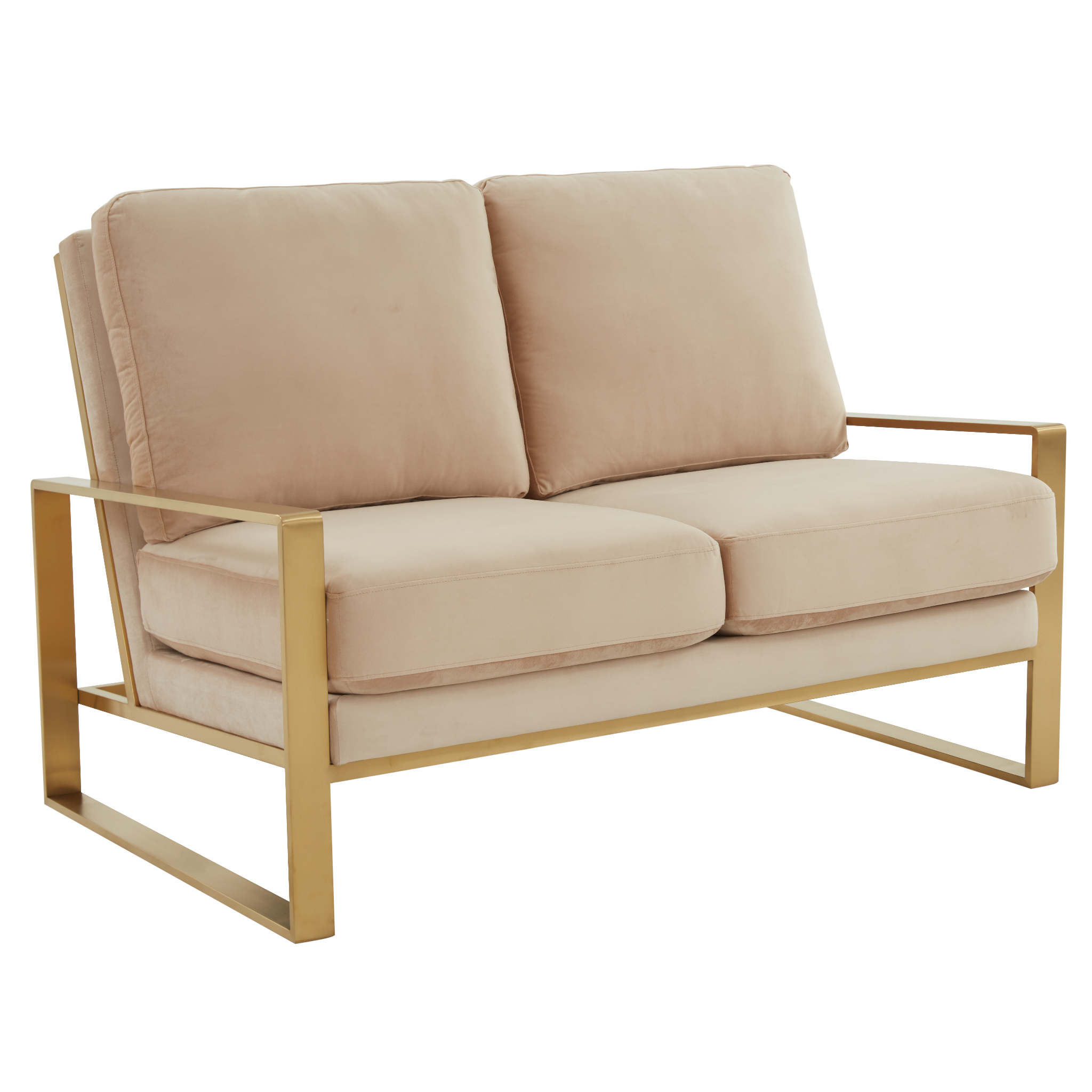 Emil Velvet Loveseat - Gold Frame