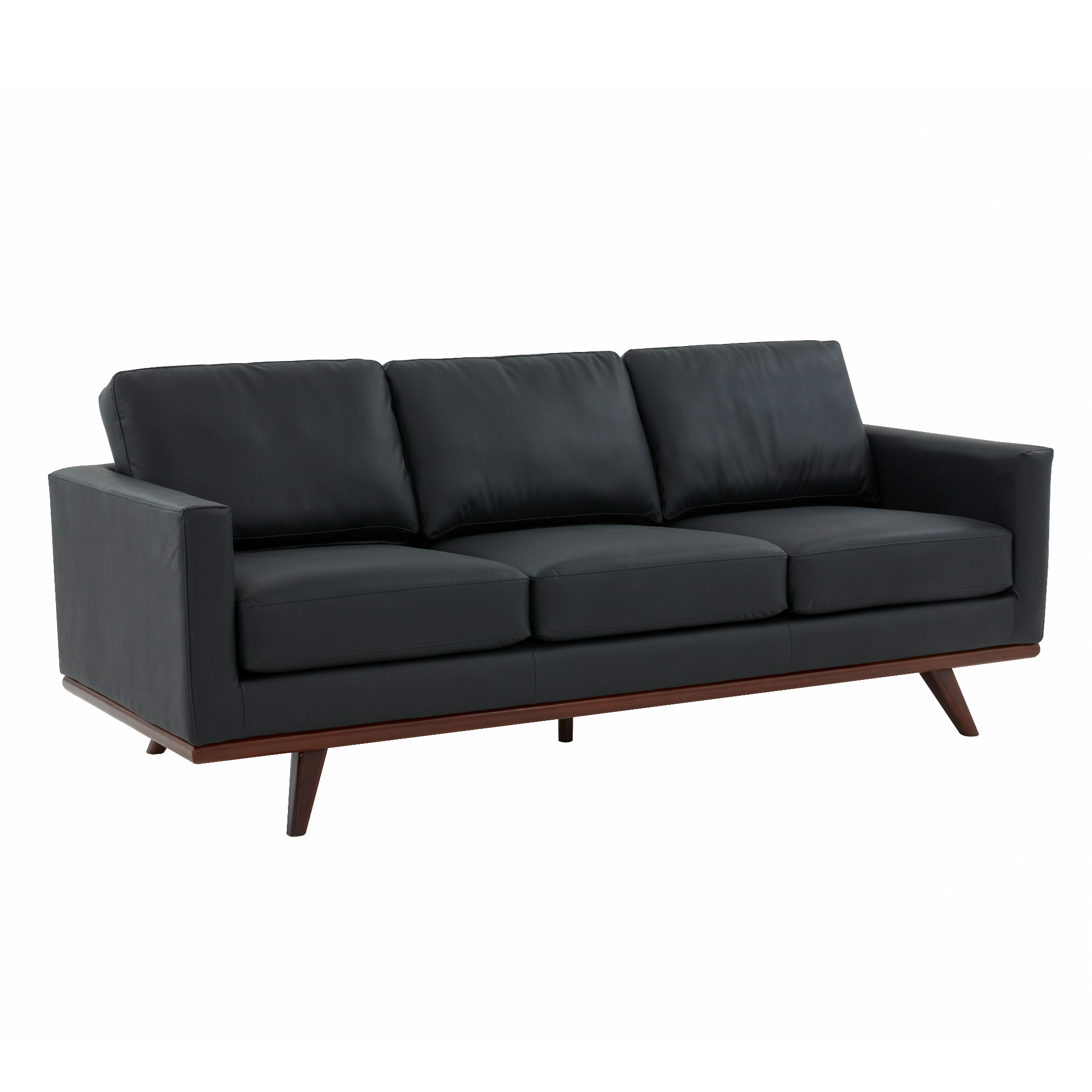 Edvin Leather Sofa - Birch Wood Base