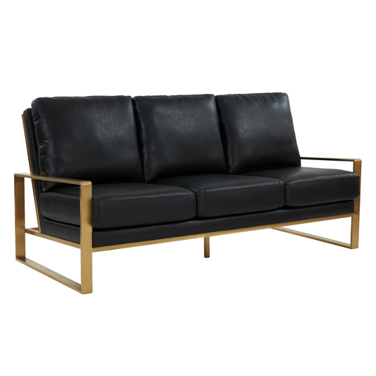 Emil Leather Sofa - Gold Frame