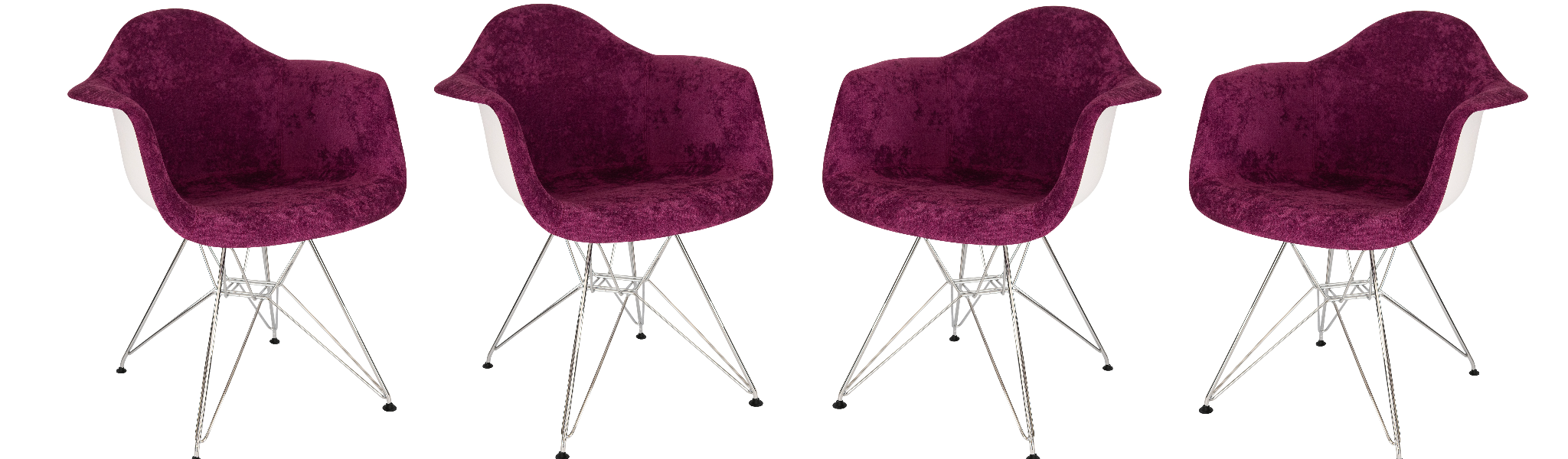 Lewie Velvet Eiffel Accent Chair - Metal Base Set of 4