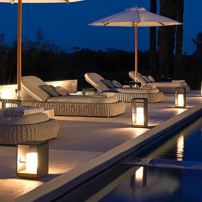 EMFURN Modern Rectangular Waterproof Solar Lights Outdoor Lantern Lights