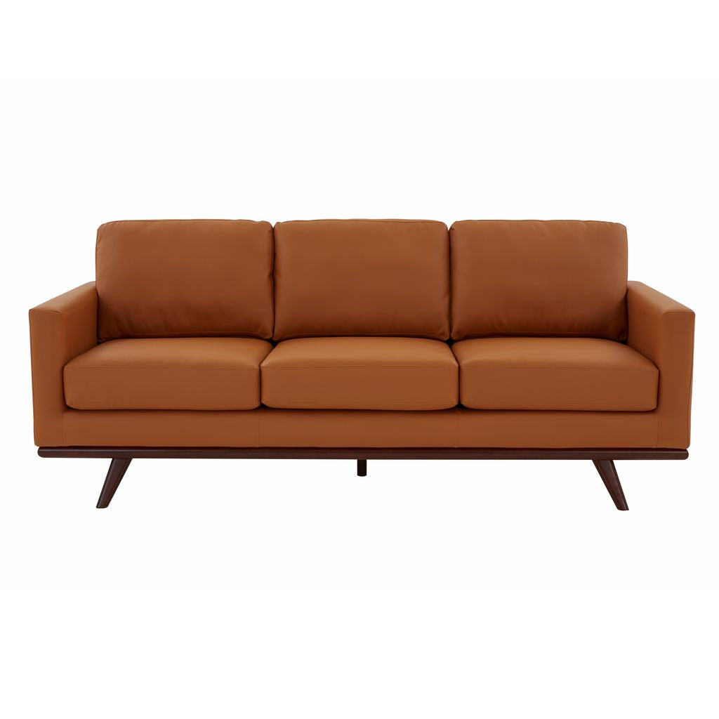 Edvin Leather Sofa - Birch Wood Base