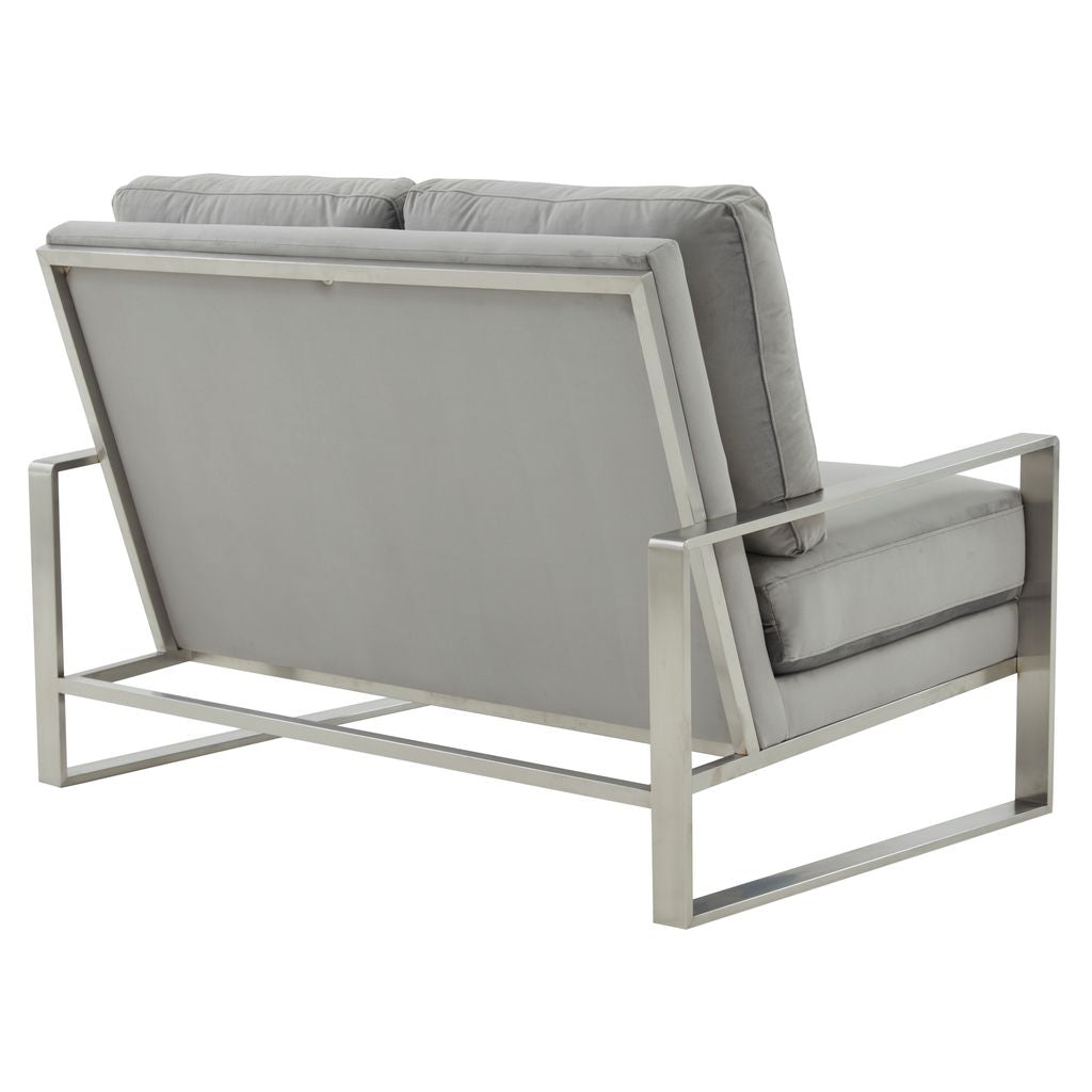 Emil Velvet Loveseat - Silver Frame