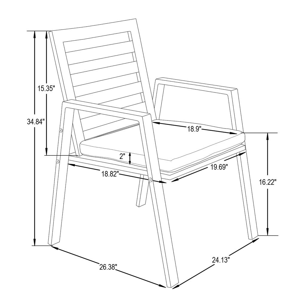 Agnes Patio Aluminum Dining Armchair - Set of 2