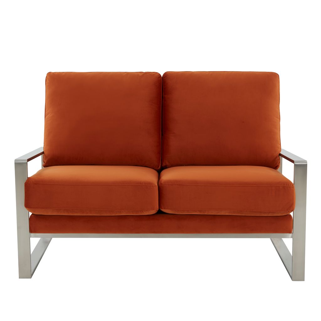 Emil Velvet Loveseat - Silver Frame