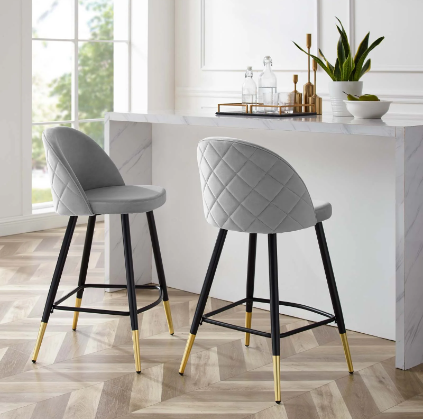 Corine Performance Velvet Counter Stools - Set of 2