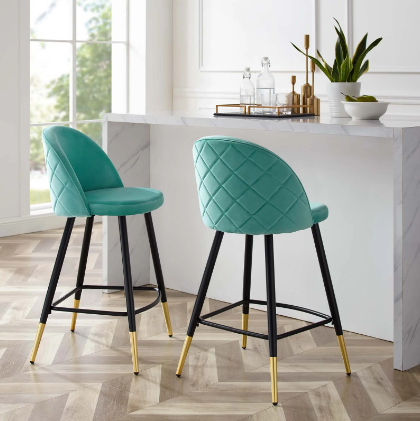 Corine Performance Velvet Counter Stools - Set of 2