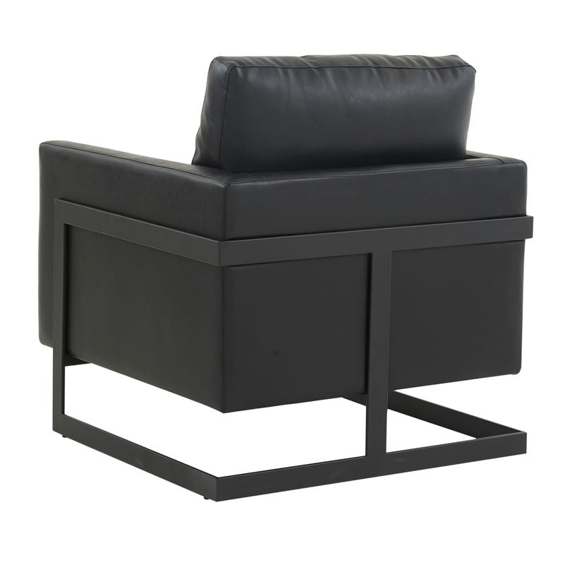 Elton Leather Accent Armchair - Black Frame