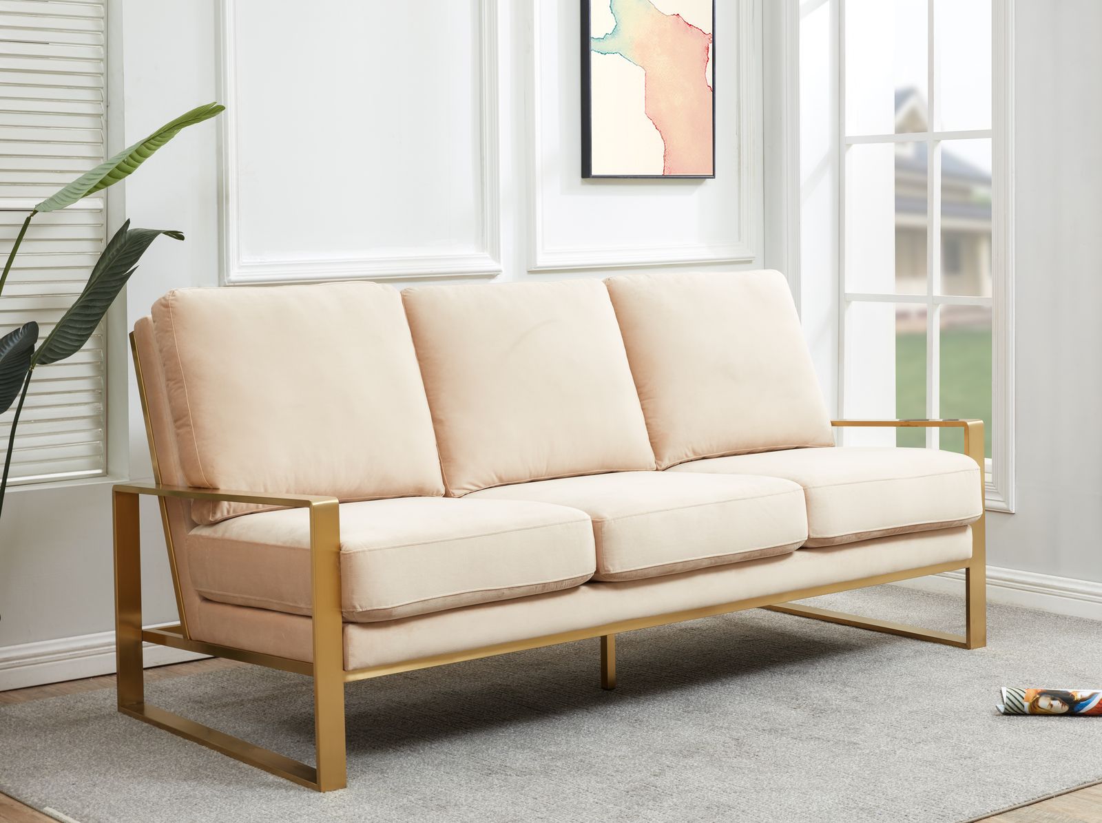 Emil Velvet Sofa - Gold Frame