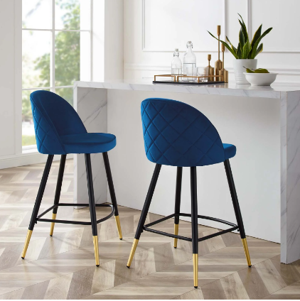 Corine Performance Velvet Counter Stools - Set of 2