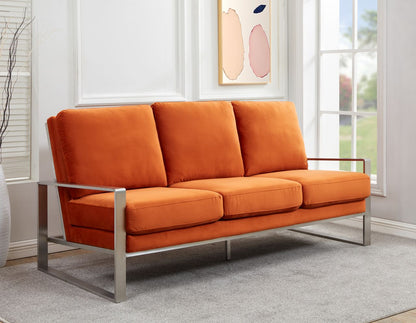Emil Velvet Sofa - Silver Frame