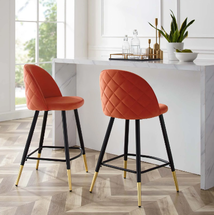 Corine Performance Velvet Counter Stools - Set of 2