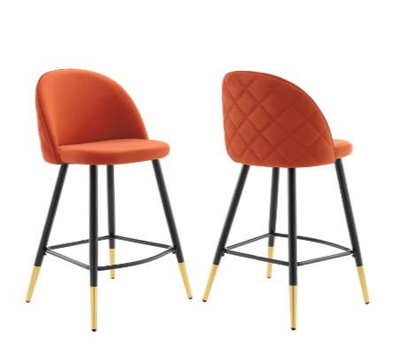 Corine Performance Velvet Counter Stools - Set of 2