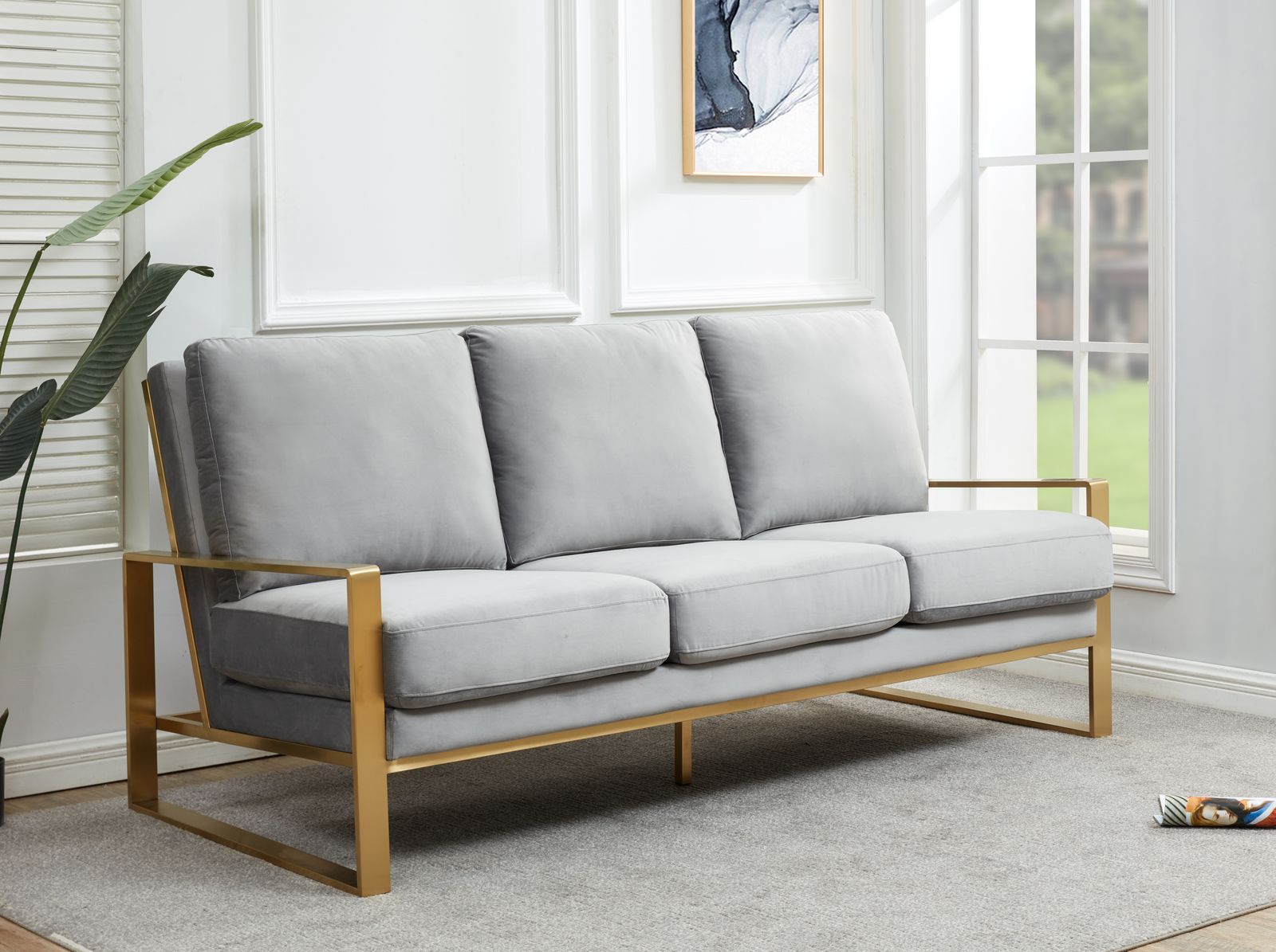 Emil Velvet Sofa - Gold Frame