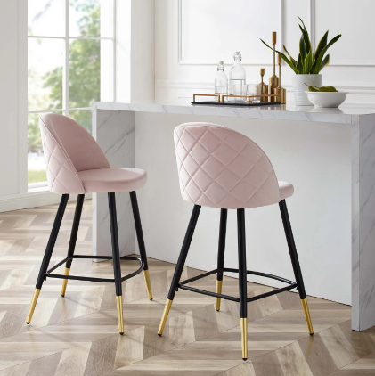 Corine Performance Velvet Counter Stools - Set of 2