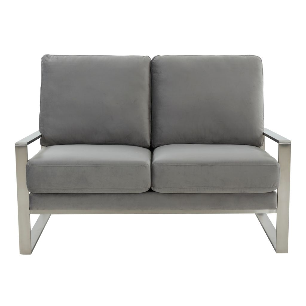 Emil Velvet Loveseat - Silver Frame