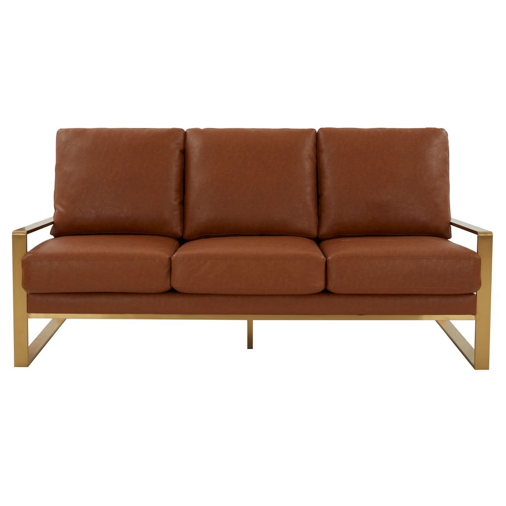 Emil Leather Sofa - Gold Frame