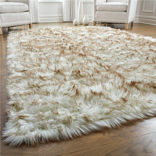 Faux Wool Plush Rug Soft Shaggy Carpet Home Floor Area Mat Decoration