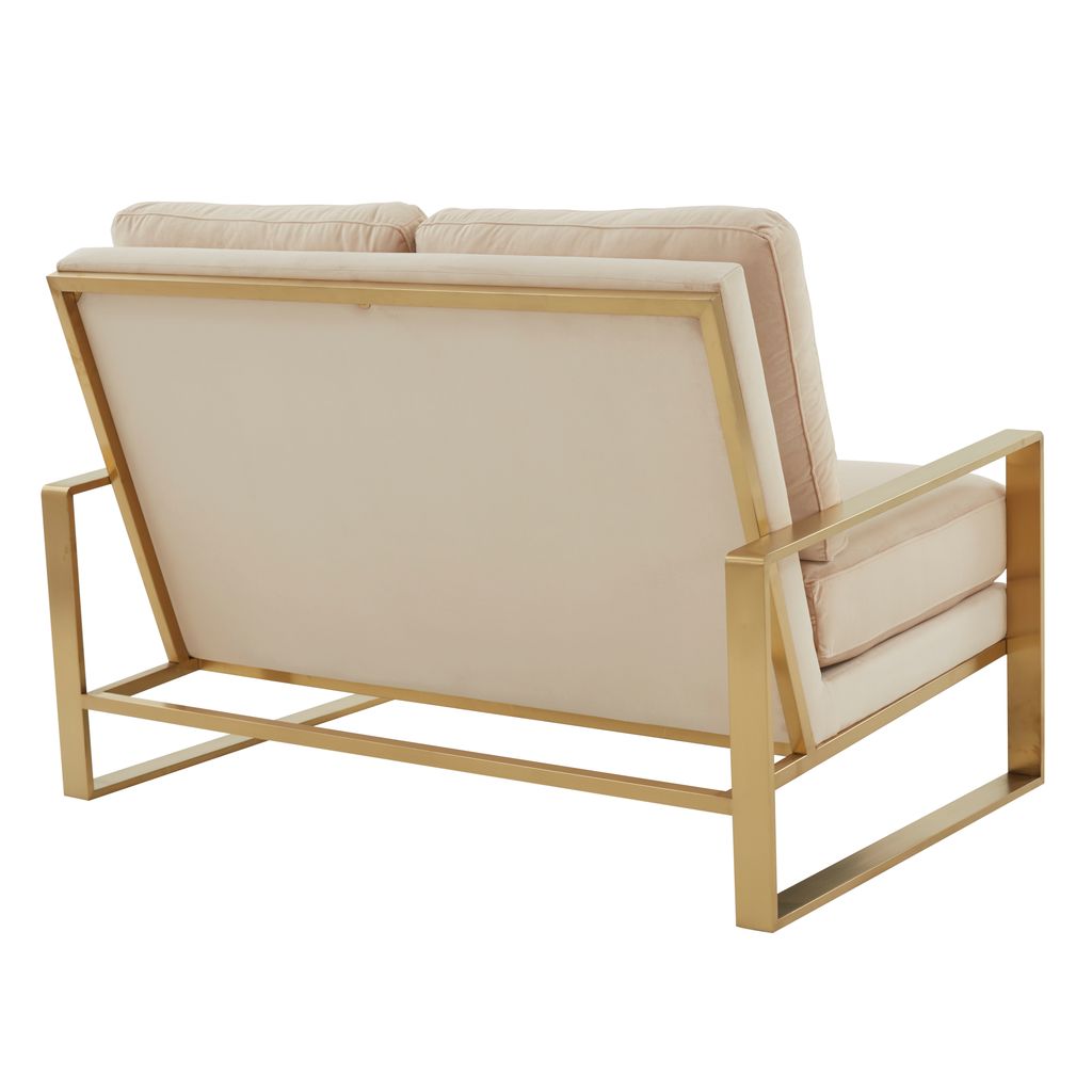 Emil Velvet Loveseat - Gold Frame