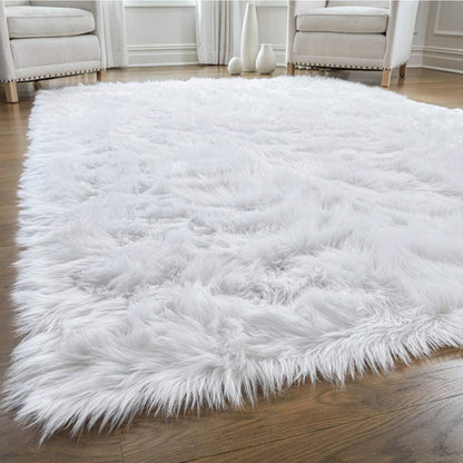 Faux Wool Plush Rug Soft Shaggy Carpet Home Floor Area Mat Decoration