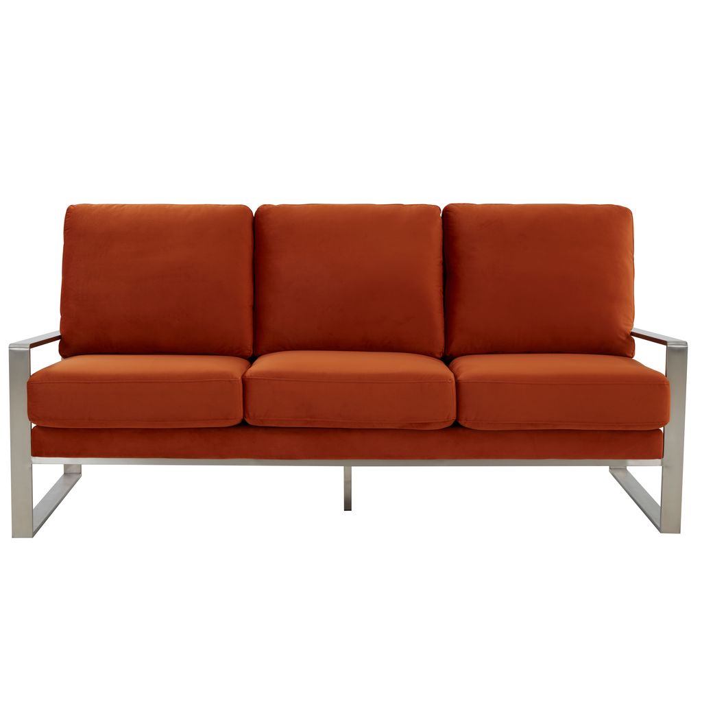 Emil Velvet Sofa - Silver Frame