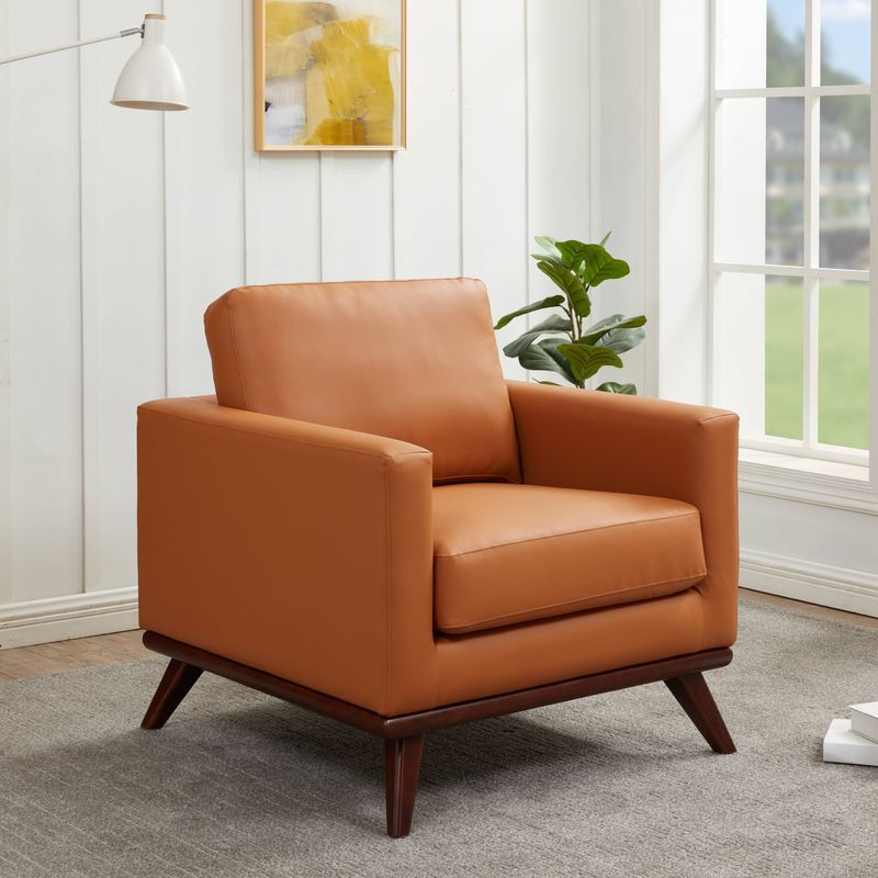 Edvin Leather Accent Arm Chair