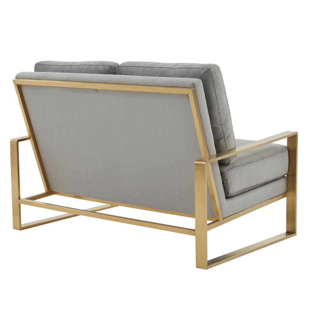 Emil Velvet Loveseat - Gold Frame