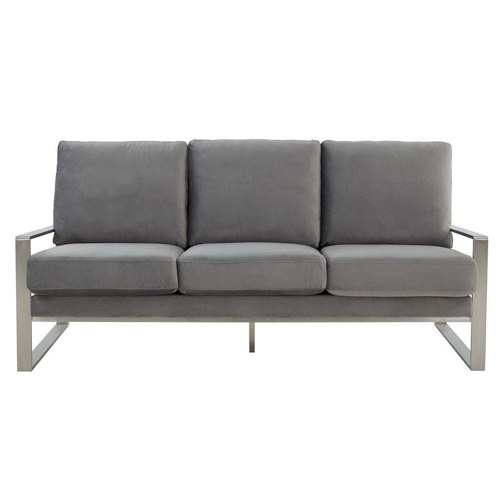 Emil Velvet Sofa - Silver Frame