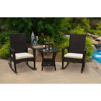 Bayview Pecan Wicker Rocking Chair Set - living-essentials