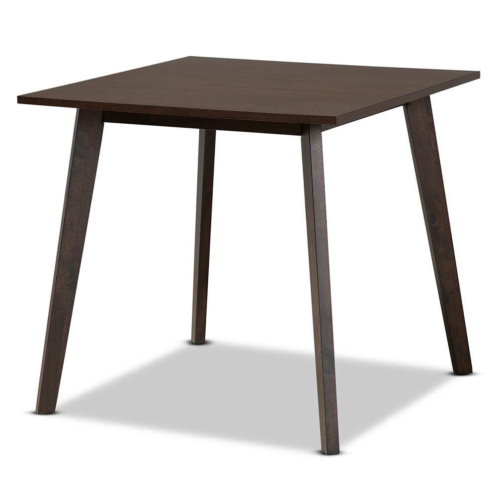 Britte Mid-Century Modern Dark Oak Brown Finished Square Wood Dining Table