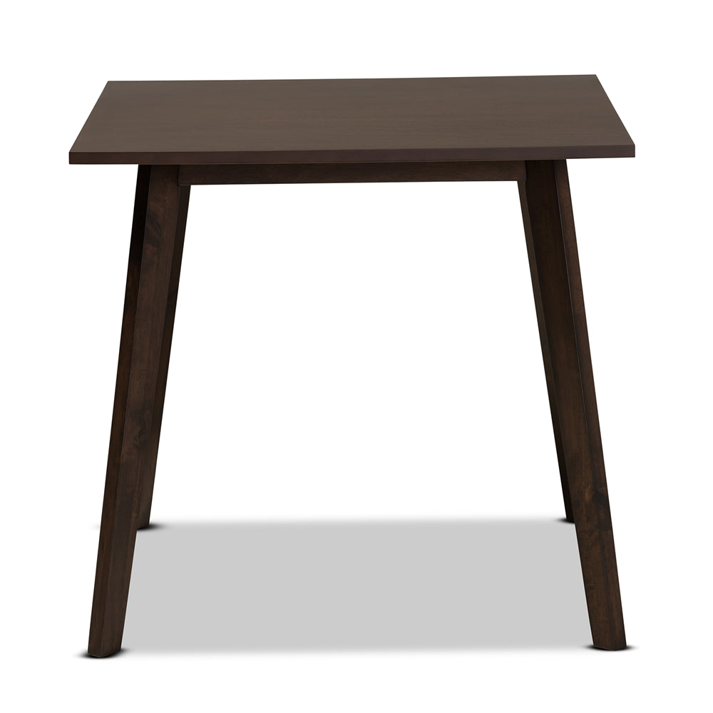 Britte Mid-Century Modern Dark Oak Brown Finished Square Wood Dining Table