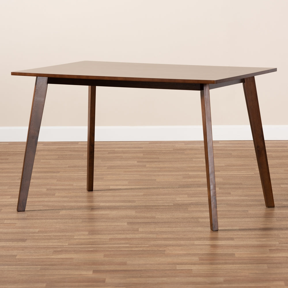 Britte Mid-Century Modern Transitional Walnut Brown Finished Rectangular Wood Dining Table