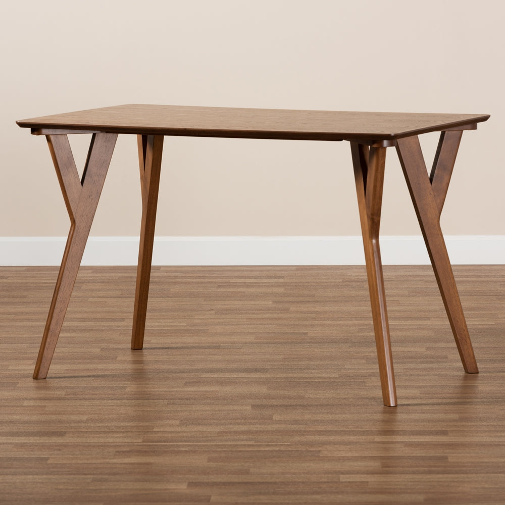 Sahar Mid-Century Modern Transitional Walnut Brown Finished Wood Dining Table