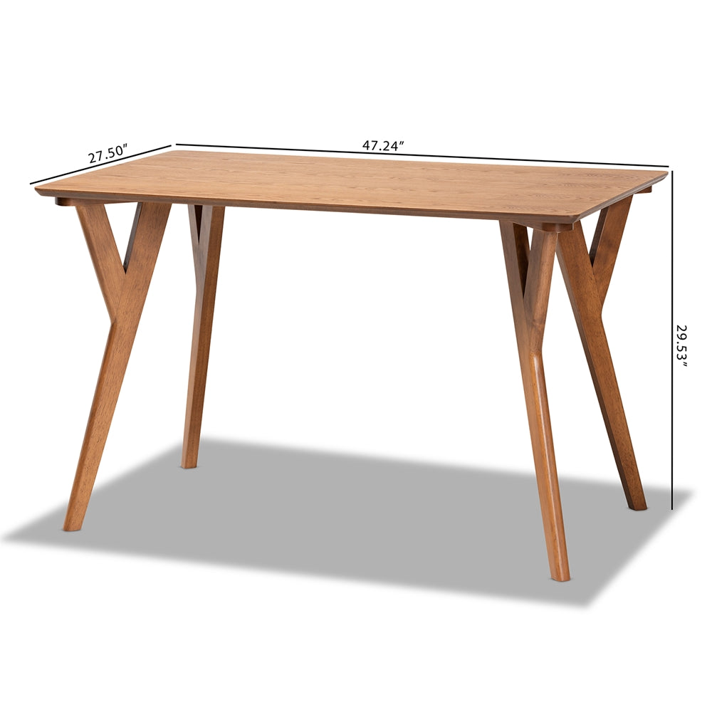 Sahar Mid-Century Modern Transitional Walnut Brown Finished Wood Dining Table