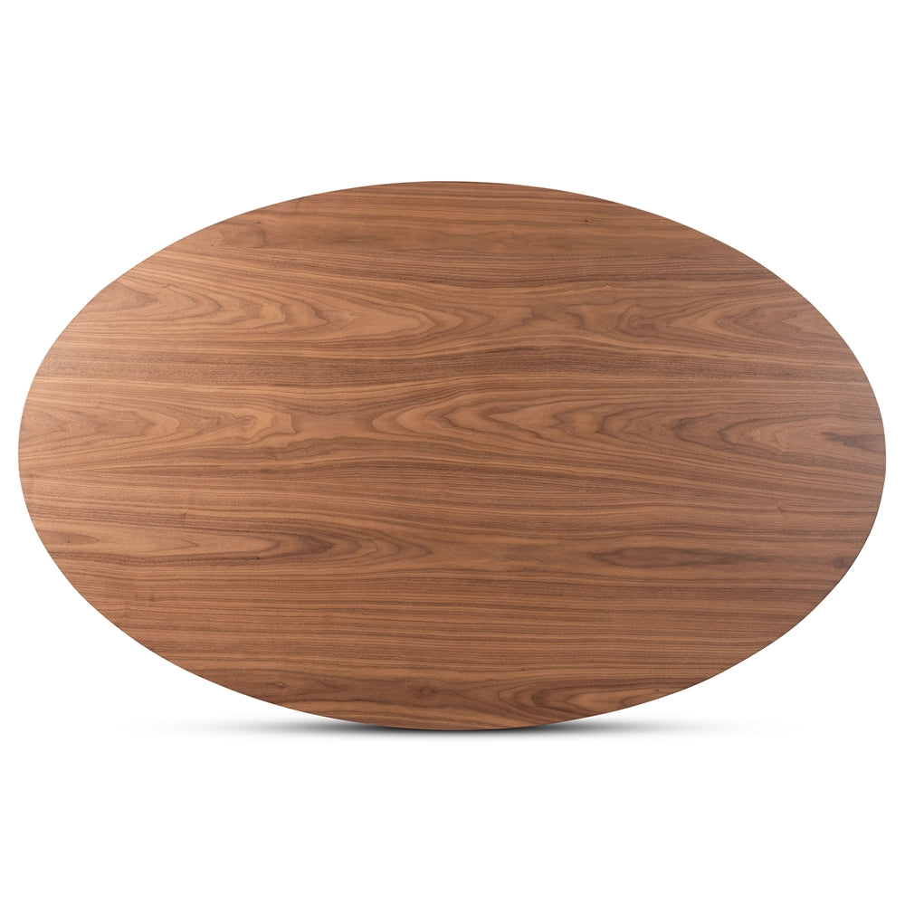 Monte Mid-Century Modern Walnut Brown Finished Wood 71-Inch Oval Dining Table