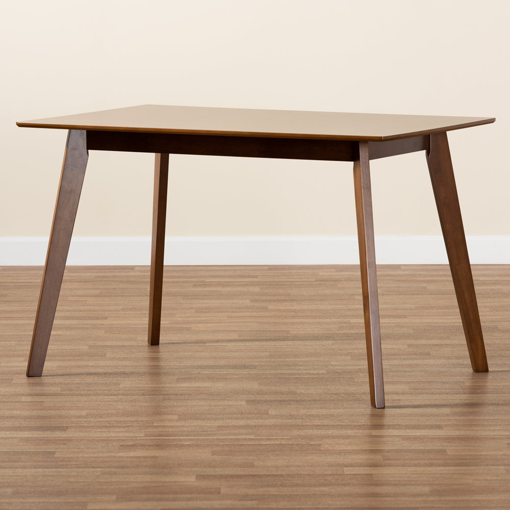 Maila Mid-Century Modern Transitional Walnut Brown Finished Wood Dining Table