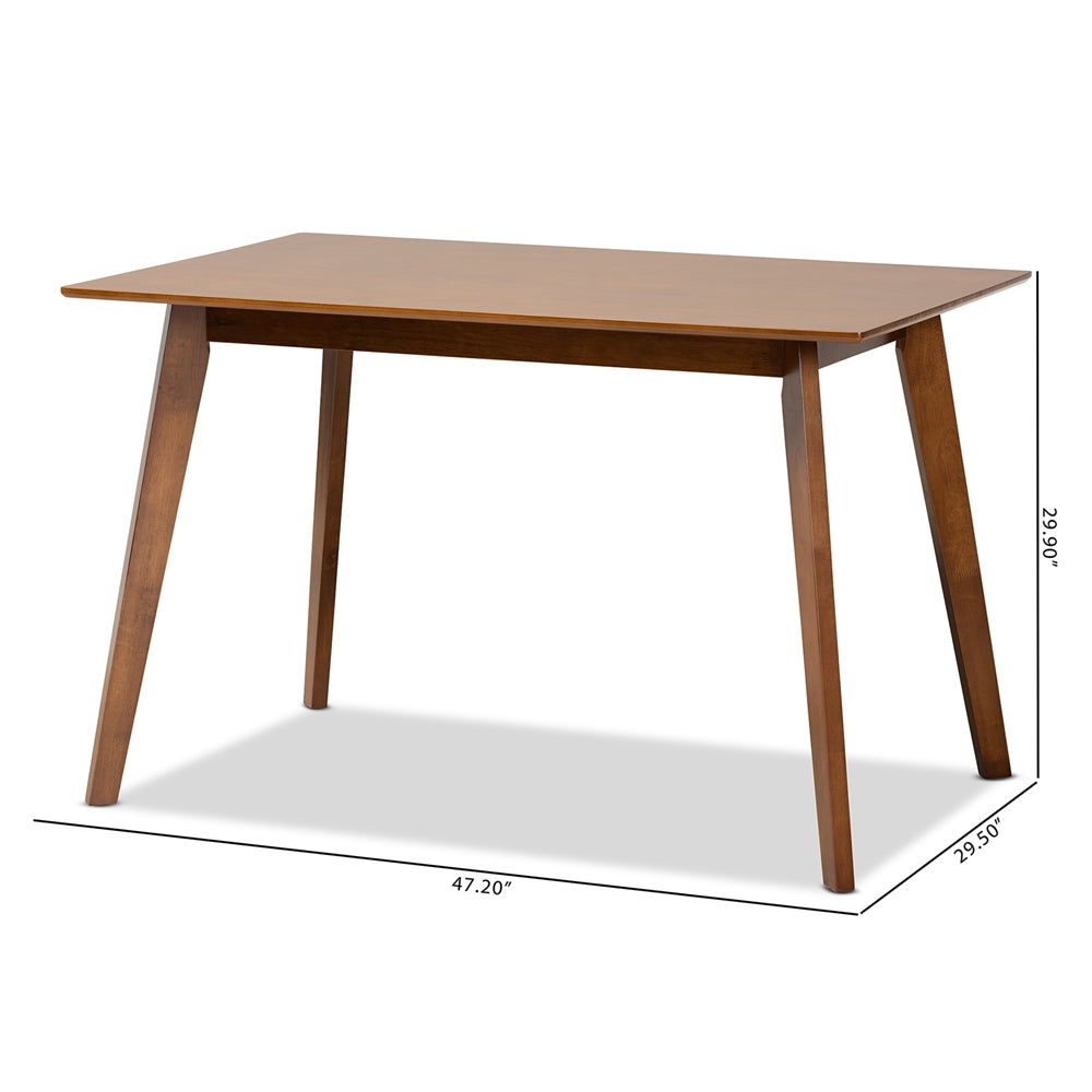 Maila Mid-Century Modern Transitional Walnut Brown Finished Wood Dining Table