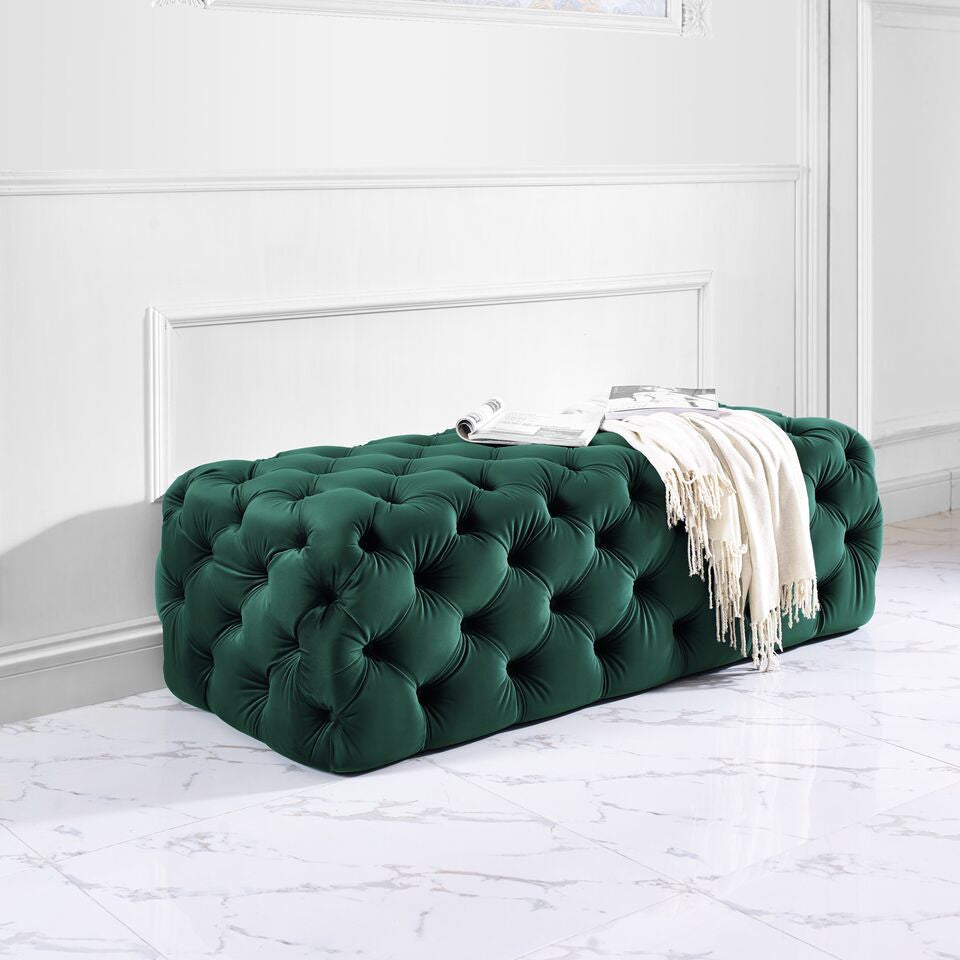 Kayla Velvet Ottoman - living-essentials