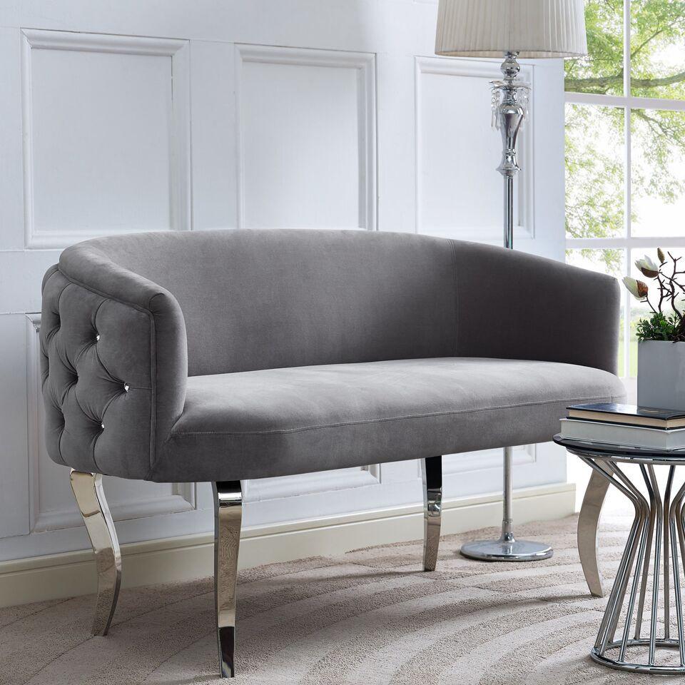 Adelle Grey Velvet Loveseat - living-essentials