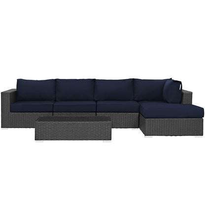 Mont Royal 6 Piece Outdoor Patio Sunbrella Sectional Set - living-essentials