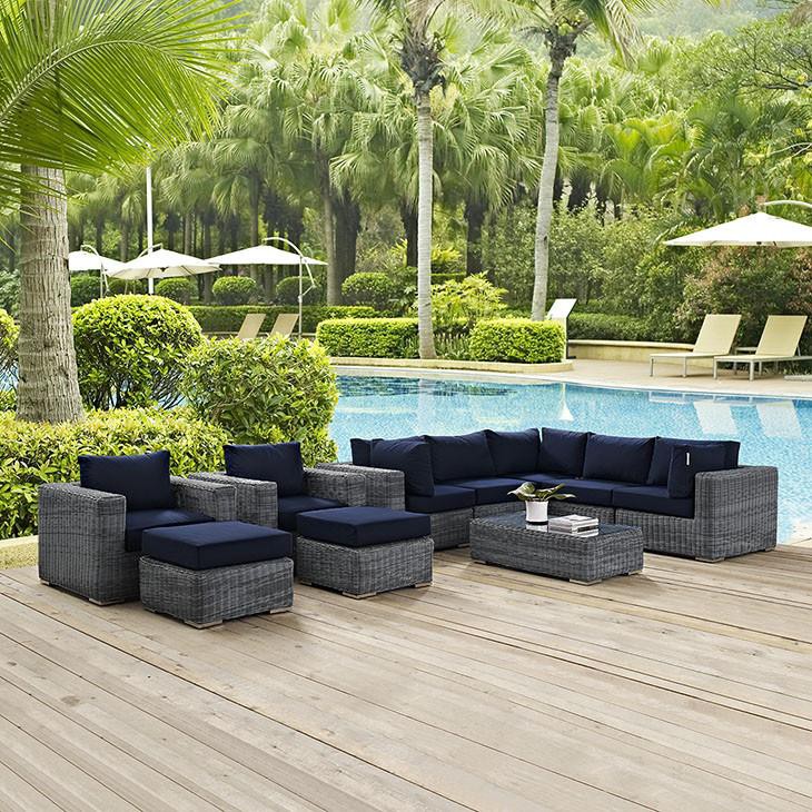 Santa Maria 10 Piece Outdoor Patio Sunbrella Sectional Set - living-essentials