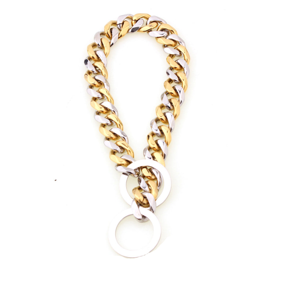 Gold and Silver Dog Chain Collar - Cuban Link Slip Chain