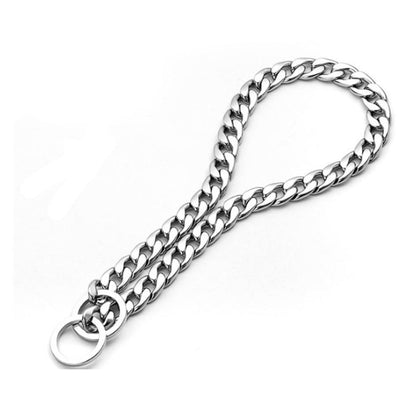 Silver Dog Chain Collar - Cuban Link Slip Chain