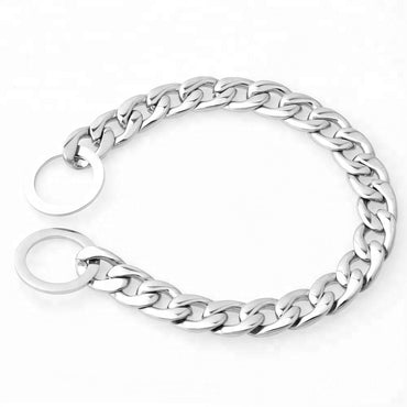 Silver Dog Chain Collar - Cuban Link Slip Chain