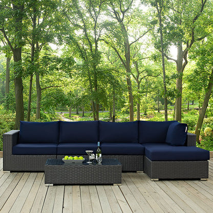 Mont Royal 6 Piece Outdoor Patio Sunbrella Sectional Set - living-essentials