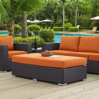 Berkeley Outdoor Patio Fabric Rectangle Ottoman - living-essentials
