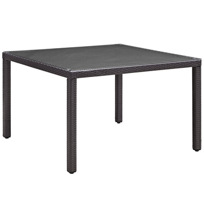Berkeley 47" Espresso Square Outdoor Patio Glass Top Dining Table - living-essentials