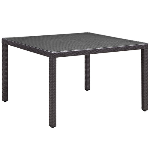 Berkeley 47" Espresso Square Outdoor Patio Glass Top Dining Table - living-essentials